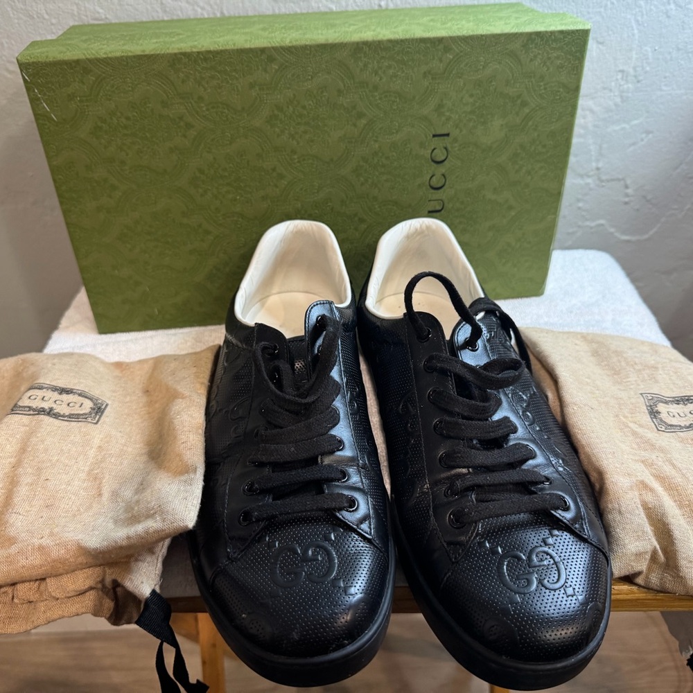Gucci Black Embossed Sneakers